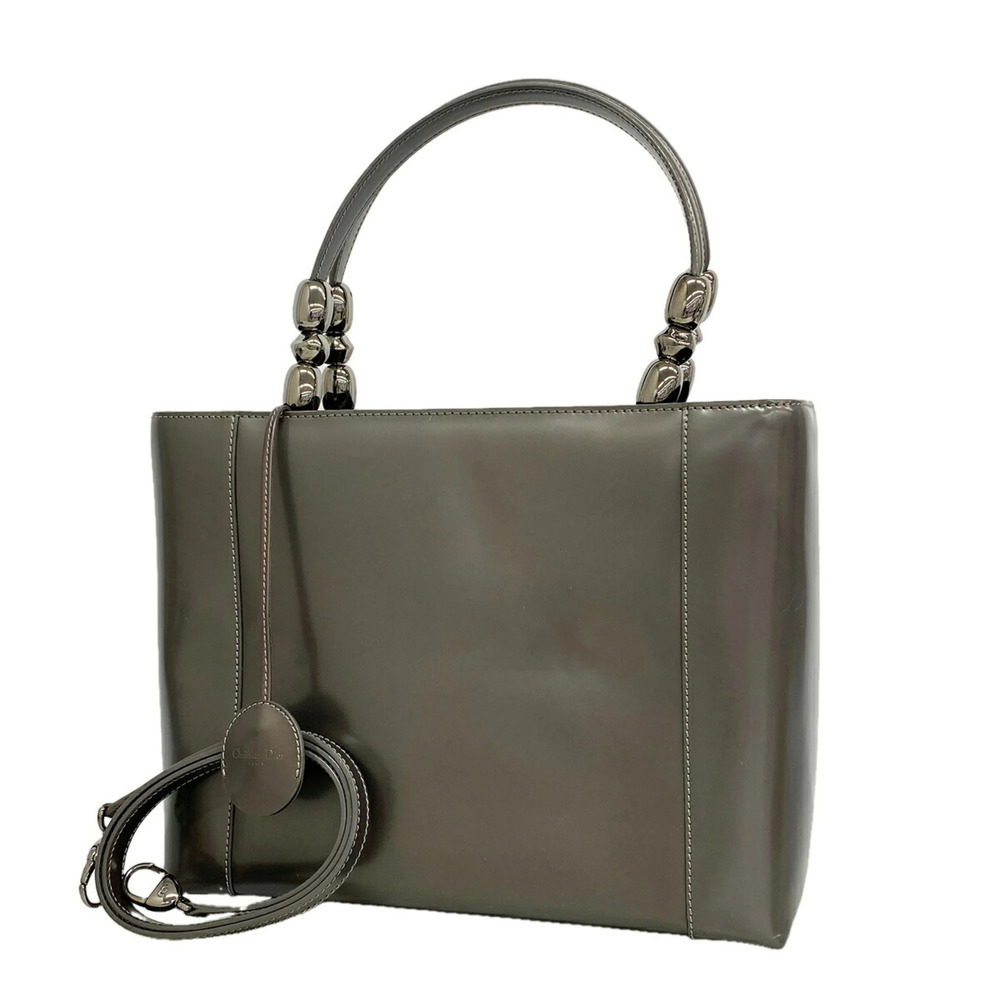 Christian Dior Maris Pearl Leather Handbag, Grey, 2-way Bag for Women